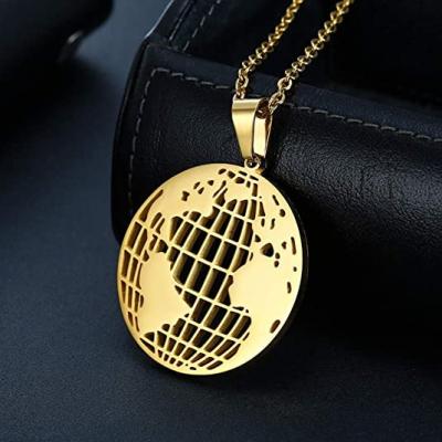 China FASHIONABLE High Quality Map Fast Delivery Stainless Steel Women Chain Pendant Necklace for sale