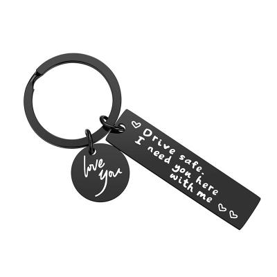 China FASHIONABLE High Quality Custom Safe Leading Stainless Steel Black Key Ring Family Couple Keychain Creative Key Chain for sale