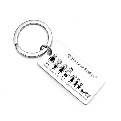 China Good Quality Selling Online FASHIONABLE I Love Family Key Chain Stainless Steel Pendants Family Gift Keychain for sale