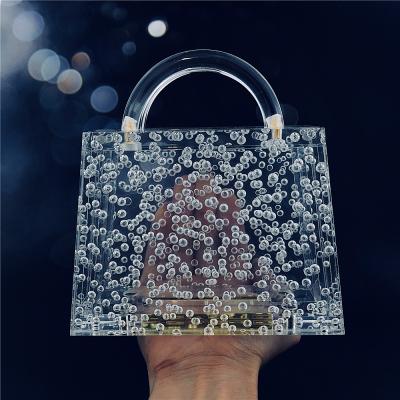 China 100% High Quality Thickness Acrylic Transparent Bags Eco-friendly Mini Women Trapezoid Clutch Bag for sale