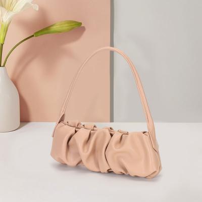 China 100% Genuine Leather Women's Ruched Online Wholesale Eco-Friendly Shoulder Bag Shoulder Bag Armpit Hobo Handbags for sale