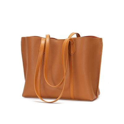 China 100% Eco-friendly OEM Minimalist Tote Bags With Purse Big Handbags For Women Genuine Leather Shopping Shoulder Bags for sale