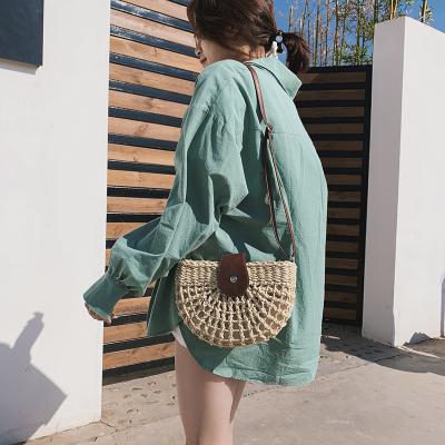 China 100% Eco-Friendly Summer Rattan Bags Women Saddle Handmade Straw Shoulder Bag Cross 2022 - Body Bag Lady Handbags for sale