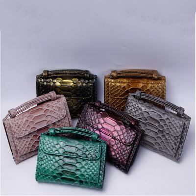 China Anti Theft Wholesale Python Embossed Leather Purse Sling Bag With Chain Designer Cell Phone Wallet for sale