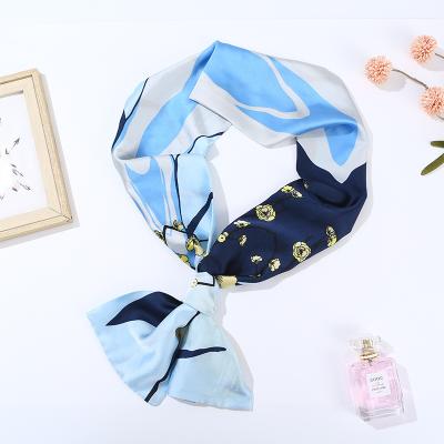 China 100% Eco-friendly Silk Headband Women's Print Design Hair Ribbon Luxury Feminine Office Ladies Small Scarf for sale