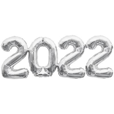 China Foil New 2022 Siamese Foil Balloons Gold 16 Inch Banner Foil Letter Balloons For 2022 New Years Eve Party Decor for sale