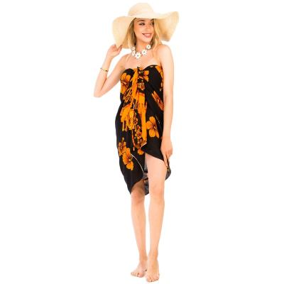 China New Design Floral Print Pareo Swimwear Breathable Bikini Cover Up Rayon Sarongs From Indonesia for sale