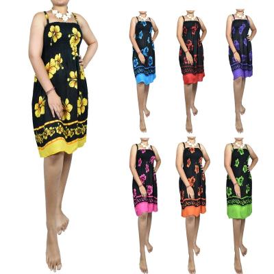 China New Fashion Design Breathable Women Dress Short Hibiscus Flower Printed Spaghetti Strap Summer Dress Beach Dresses for sale