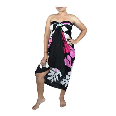 China Wholesale Breathable Women Bikini Swimwear Sarongs Cover Up Hibiscus Flower Printed Rayon Beach Dress for sale