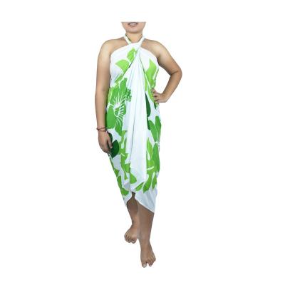 China Wholesale Plus Size Women Bikini Swimwear Sarongs Cover Up Hibiscus Flower Printed Rayon Beach Dress for sale