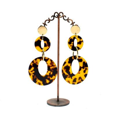 China New Acetate Cellulose Round Circle Tortoiseshell Earring Trendy Acrylic Resin Earrings for sale