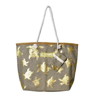 China Lady's Turtle Custom Logo Personalized Metallic Gold Silver Tote Shopping Bag for sale