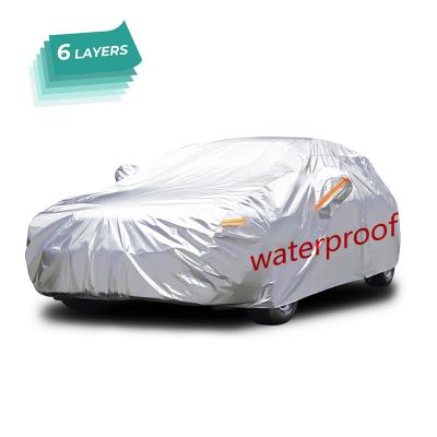 China Silver Sun Rain Duty Universal Water Resistant Full Body Sedan Outdoor Waterproof Snow UV Protection Car Cover for sale