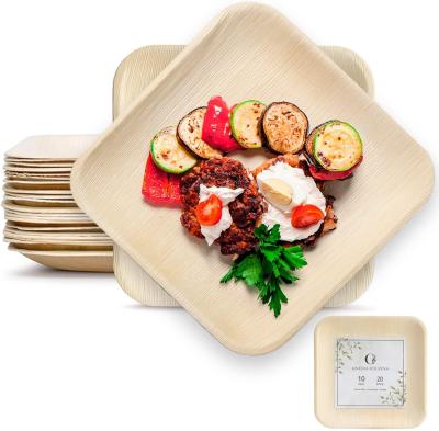 China Disposable Areca Palm Leaf Dishes Bowls Trays Biodegradable Tableware For Parties Weddings Restaurants for sale