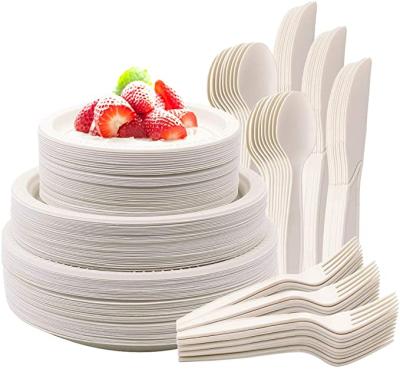 China Disposable Party Camping Plates Biodegradable Sugar Cane Dinnerware Dishes for sale