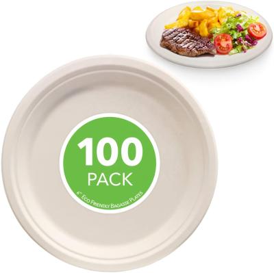 China Disposable biodegradable compostable bagasse sugar cane disposable paper plate tableware for sale