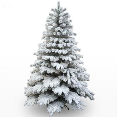 China Christmast Ornament White Christmas Tree Factory Custom 7FT PVC& PE Flocked Christmas Trees White Outdoor Christmas Trees With Snow Effect for sale