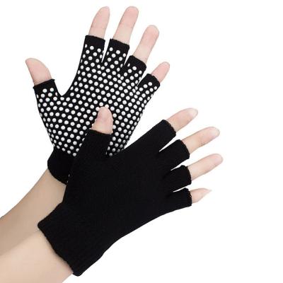 China Non Slip Custom Logo Popular Half Finger Non Slip Cotton Yoga Gloves for sale