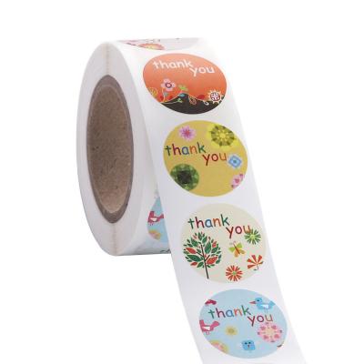 China Jieyou 1.5inch 3.8cm Diameter 8 Waterproof Colors Floral Thank You Small Business Sticker for sale