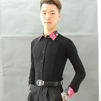 China from above & Stitches Mens Ballroom Dance Wear Ballroom Dance Shirt Tight Fitting Shirts Men Dance Shirt Tights for sale