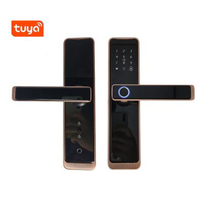 China Smart Home Tuya Fingerprint Passcode Passcode Card Wifi Smart Lock Anti-peep Hotel Door Lock Residence Smart Lock for sale