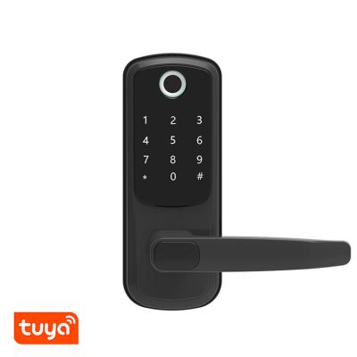 China Anti-peep Code New Arrival Black Sliver Tuya Smart Fingerprint Door Lock Biometric Zinc Alloy Code Lock for sale