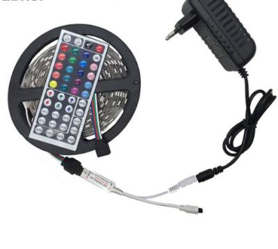 China Waterproof Warehouse 5050 RGB LED Strip DC 12V 5M 300LED RGB LED Light Strips Flexible with Power and Remote Control for sale