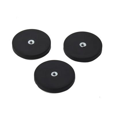 China Industrial Magnet Rubber Coated Magnetic Materials Strong Neodymium Pot Permanent Magnet With Threaded Holes for sale