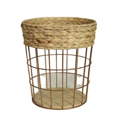 China Eco-friendly Round Paper Rope Woven Basket Bin School Supplies For Bedroom Cafe Office Storage for sale