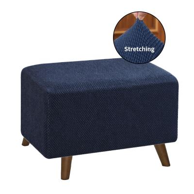 China (Other) Adjustable Modern Style Sofa Foot Stool Rest With Canvas Cover Rectangle Jacquard Elastic Stool for sale