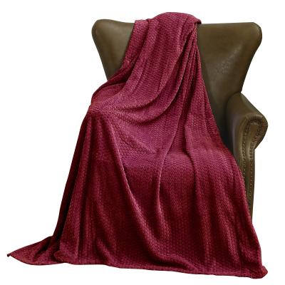 China Super Soft Popular Jacquard Blanket Throw Custom Red Flannel Throw Blanket Luxury King Size Blanket for sale