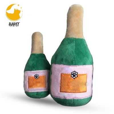 China Viable Unique Parody Plush Squeaky Dog Toys Wine Shape Stuffed Plush Dog Toys High Quality Squeaky Dog Chew Toys for sale