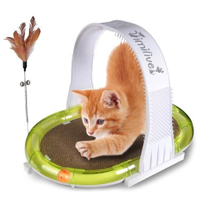 China Sustainable Cat Scratching Mat with Interactive Ball Track Toys Cats Toys Cat Scratcher Board for sale