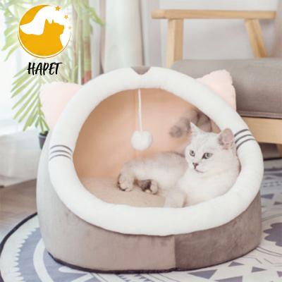 China Sustainable High Quality Cotton Soft Warm Cave Train Beds For Small Dogs Cats Plush Pet Luxury Sleeping Bed for sale