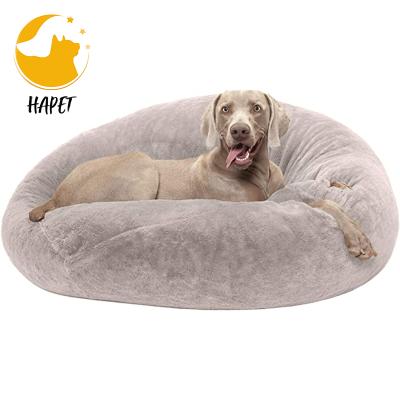 China Pet Factory Breathable Dog Bed Plush Faux Fur Round Pet Bed With Removable Cover for sale