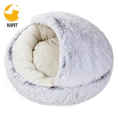 China Pet Cat Cage Ultra Soft Warm Breathable Fur Pet Bed With Machine Washable Pet Bed Maker for sale