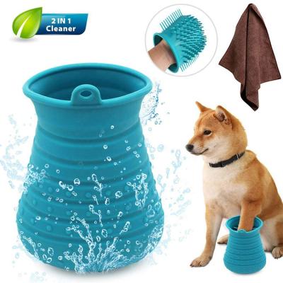 China Sustainable Portable Pet Paw Cleaner Cup With 2 In 1 Clean Brush Bath Foot Seal Cup For Dog for sale