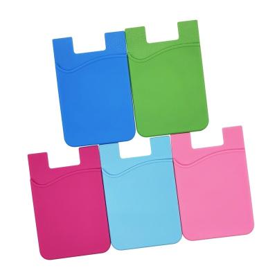 China 100% Eco-friendly Silicone Phone Wallet Promotional 3 mm Cell Phone Wallet With Sticker for sale