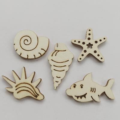 China Eco-friendly New Arrival Promotional Wood Crafts Lovely DIY Ornaments Shark Shell For Children Toys for sale