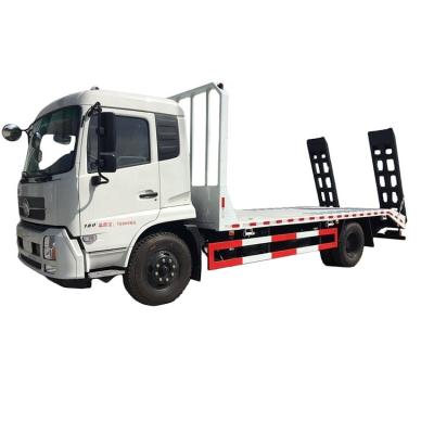 China Tow Truck Wrecker Dongfeng 4x2 10ton Low Flatbed Mini Excavator Machinery Transportation for sale