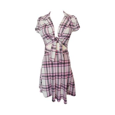 China Women Anti-Static Lace Up Dresses Sexy Casual Plaid Dress Bodycon Minimal Dress for sale