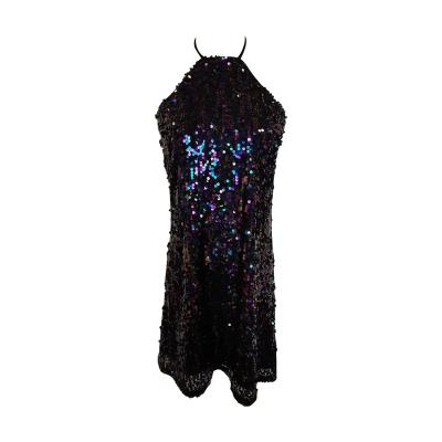 China New Design Women Clothing Sequin Arc-knot Sexy Sparkle Dress Anti-static Backless Side Sling Dress for sale