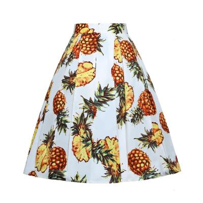 China Fashion Anti-Static Women A Line Dress Printed Plus Size Pleated Long Flare Skirts for sale