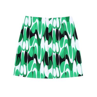 China Branded Anti-static Premium Breathable Green Color Zipper A Design Side Line Women Summer Casual Mini Skirt for sale