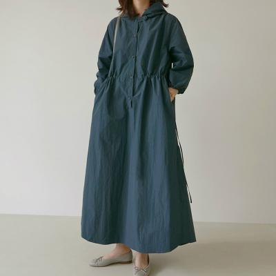 China Elegant Women's Dress DE0014 Oversized Pullover Lapel Ankle-Length Breathable Straight Fashion Loose Loose Solid Long Dress Women's Dresses for sale