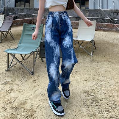 China AS031 Breathable Gradient Color Vintage Ladies Pants Casual Women Loose Harajuku Baggy Jeans Female Vintage Pants for sale