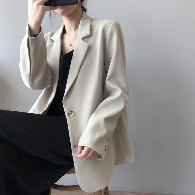 China JA0001 New Breathable Casual Suit Jacket With Pockets Womens Clothing Spring Autumn Notched Blazers Straight Solid Loose ropa mujer for sale