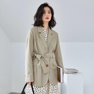 China FY028 High fashion breathable oversized ladies classic beige lace up blazer femeninos for sale