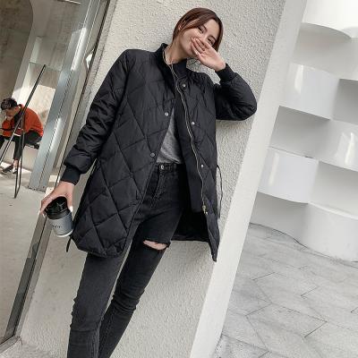 China SP0005 2021 Winter New Office Lady Stand Collar Solid Color Cotton Jacket Women Thick Outcoat Loose Fit Zipper Breathable With Pockets for sale