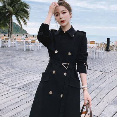 China Breathable Cross Collar Women's Casual Stylish Turn-Down Anorak Jacket With Pockets Office Lady Solid Lace-up Ditch Coat for sale